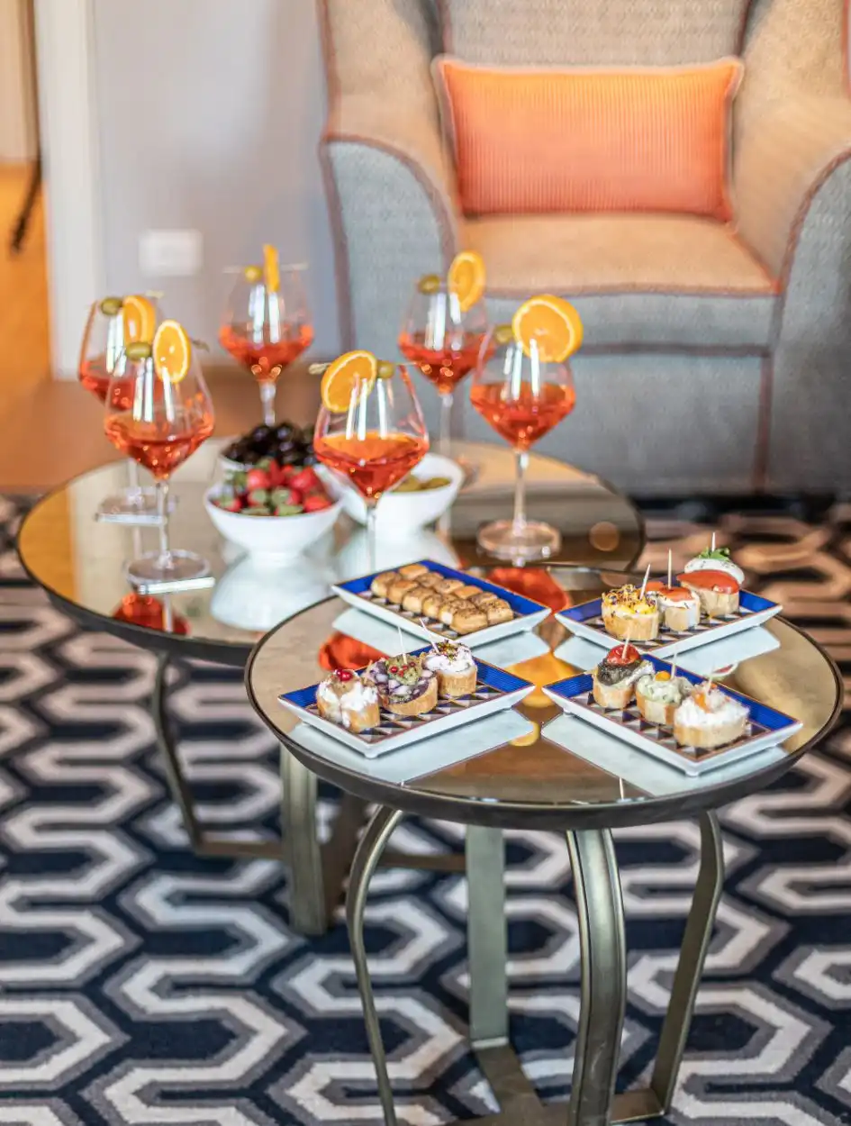 Luxurious Italian apartment, blending original style with modern luxury.